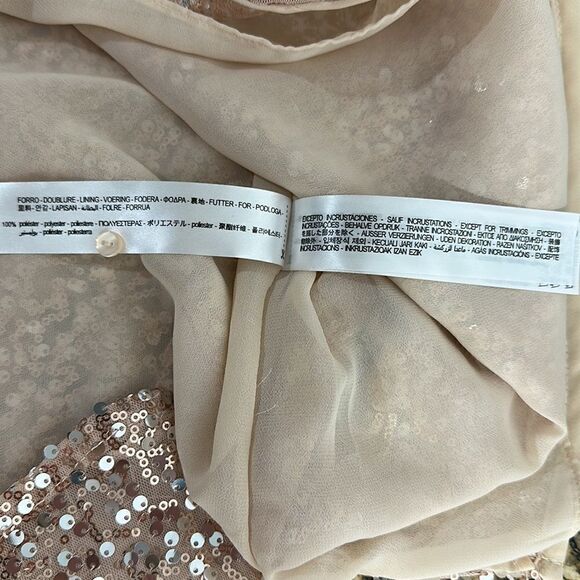 Zara Sequin Pink Beige Sleeveless Tunic Top Size S - Picture 6 of 9